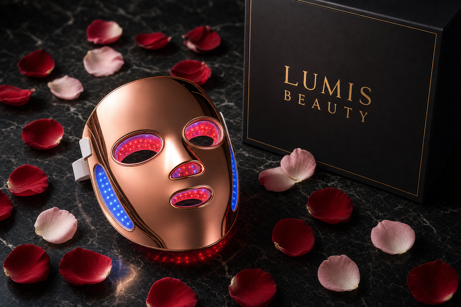 Lumis Glow Pro LED Therapy Mask from Lumis Beauty with multiple light panels for facial skincare treatment.