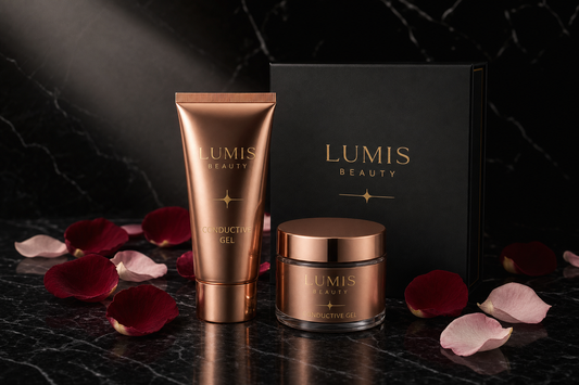 Lumis Conductive Gel accessory from Lumis Beauty, clear gel in a small container, used for skincare or facial treatments.