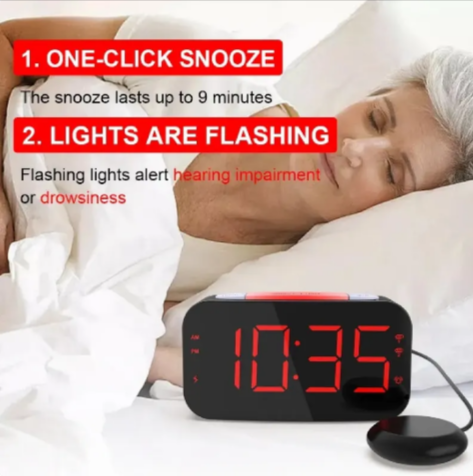 Lumis Beauty LED vibrating alarm clock with digital display and silent vibrating feature for wake-up reminders.